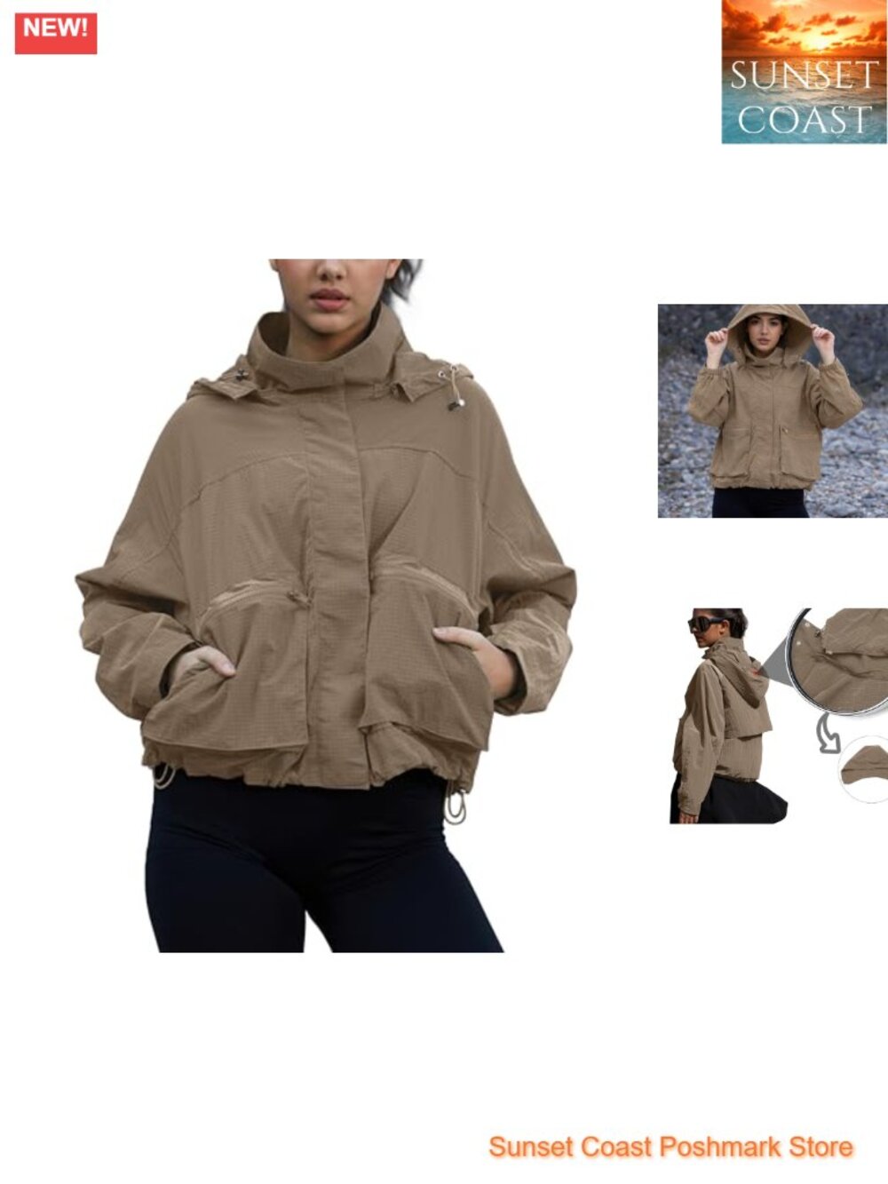 Waterproof Windproof Lightweight Trench Raincoat with Removable Hood